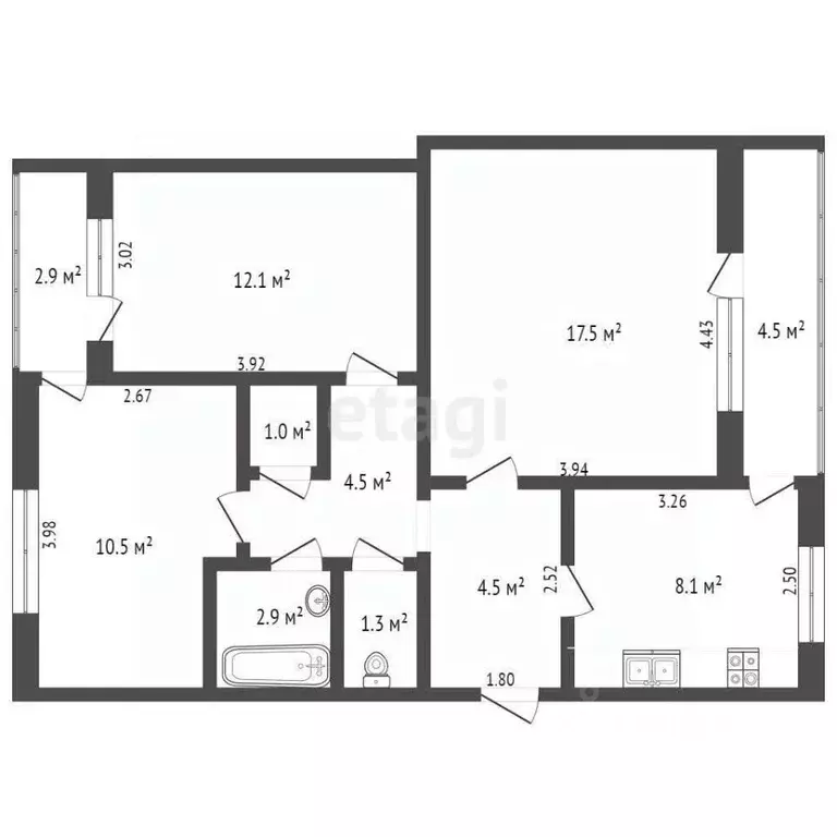 3-к кв. Ростовская область, Ростов-на-Дону просп. 40-летия Победы, 37е ... - Фото 2