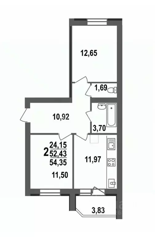 2-к кв. Владимирская область, Ковров ул. 9 Мая, 8 (54.35 м) - Фото 1