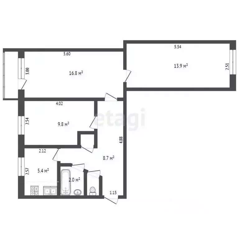 3-к кв. Ростовская область, Сальск ул. Ленина, 40 (48.8 м) - Фото 2