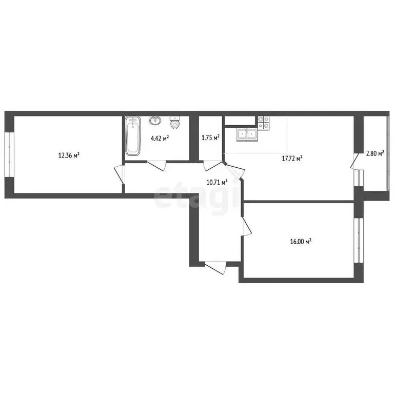 2-комнатная квартира: Калининград, Артиллерийская улица, 87 (65 м) - Фото 0
