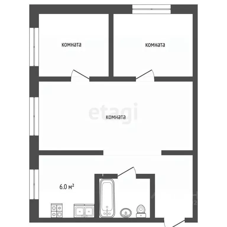 3-к кв. Ярославская область, Рыбинск ул. Веденеева, 12 (41.0 м) - Фото 2
