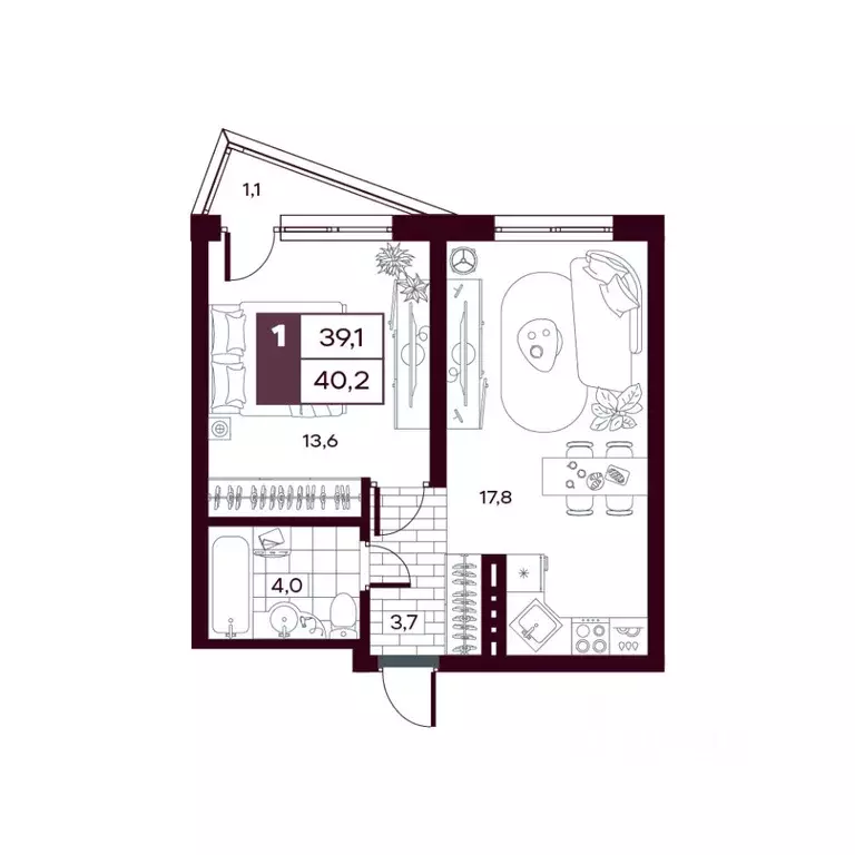 1-к кв. Тюменская область, Тюменский муниципальный округ, д. Дударева ... - Фото 1