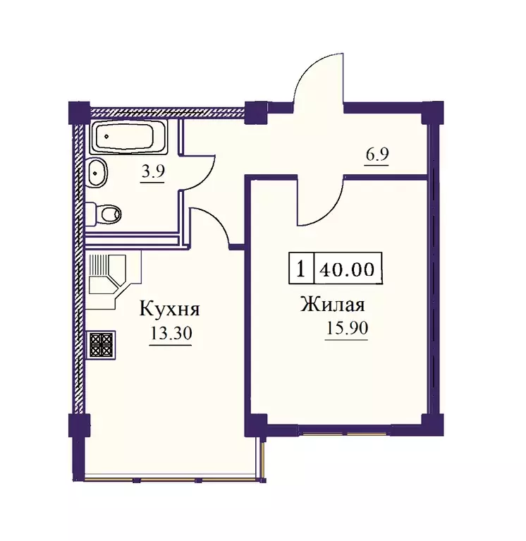1-к квартира, 40 м - Фото 0