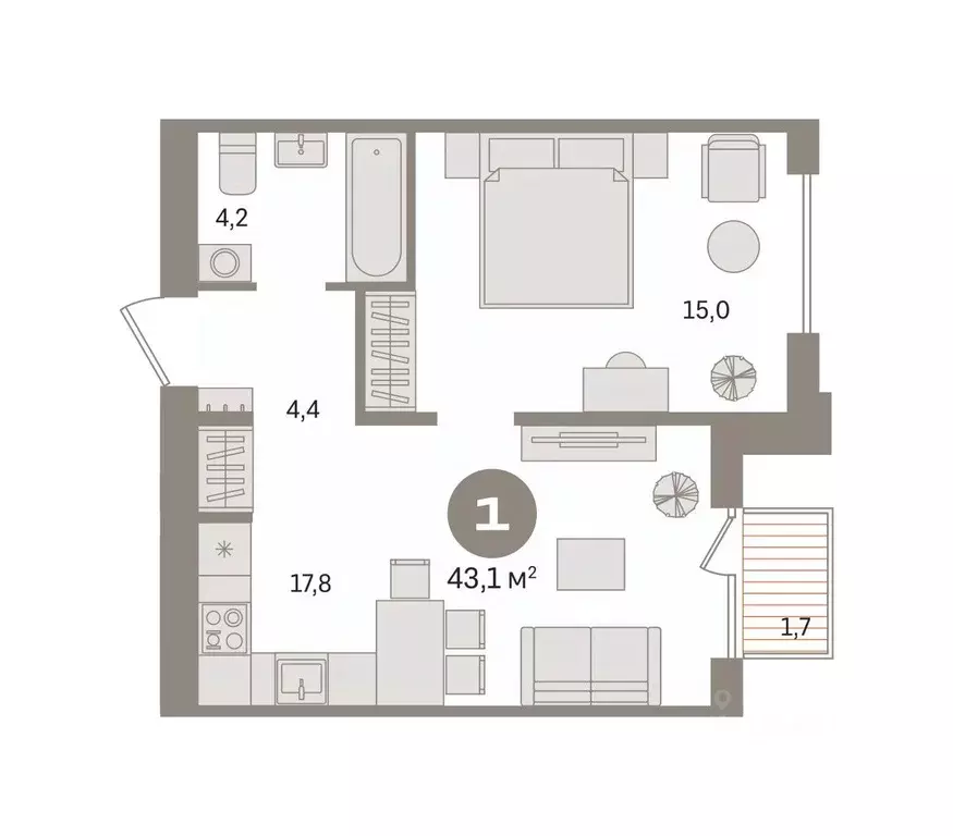 1-к кв. Новосибирская область, Новосибирский район, Краснообск рп ... - Фото 1