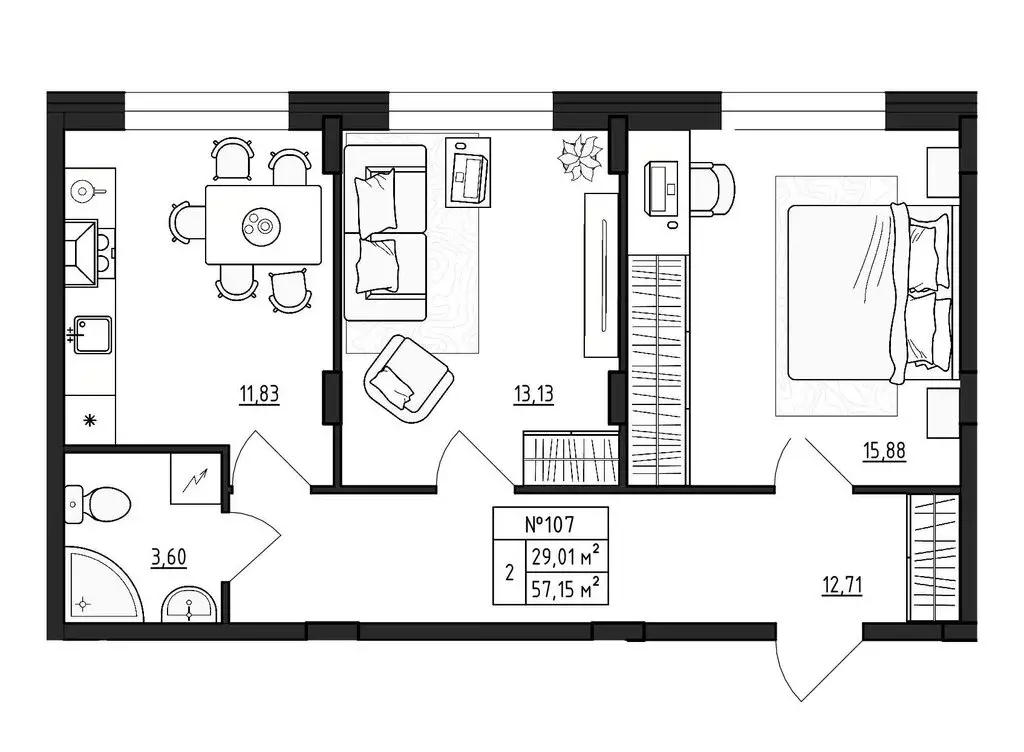 2-комнатная квартира: деревня Малое Верево, жилой комплекс Верево-Сити ... - Фото 1