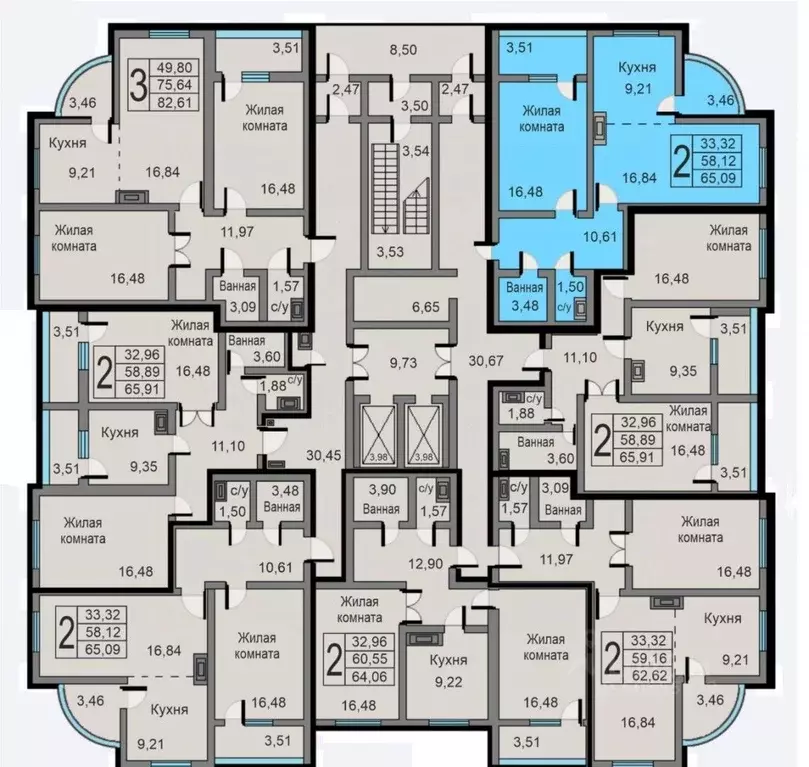 2-к кв. Калужская область, Калуга ул. Минская, 24 (65.09 м) - Фото 2