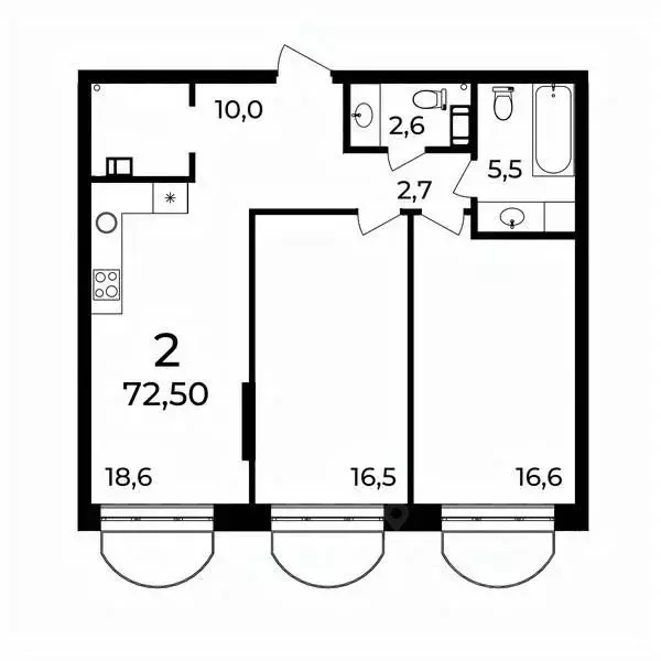 2-к кв. Нижегородская область, Нижний Новгород ул. Воровского, 8 (72.4 ... - Фото 1