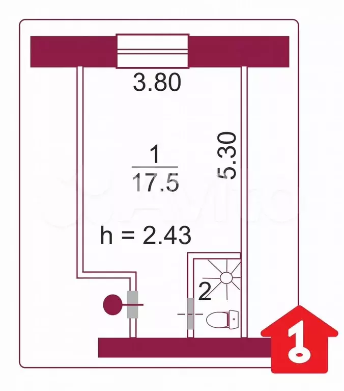 Квартира-студия, 19,1 м, 4/5 эт. - Фото 0