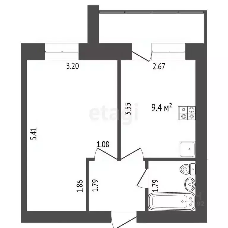 1-к кв. Вологодская область, Вологда ул. Космонавта Беляева, 32к3 ... - Фото 2