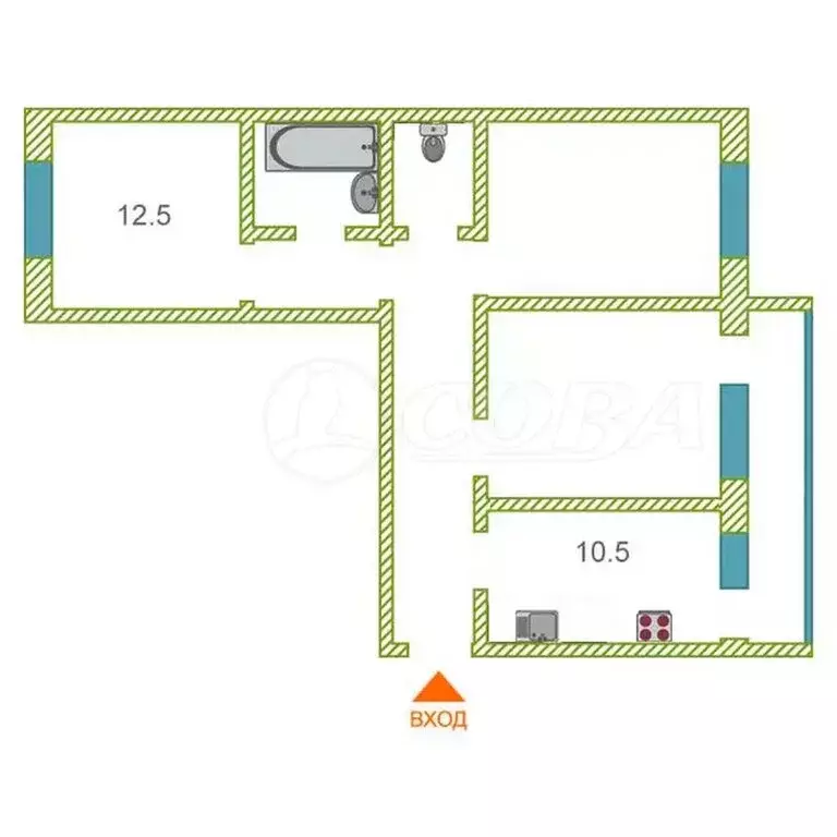 3-комнатная квартира: Тюмень, улица Ю.-Р.Г. Эрвье, 16к1 (68.2 м) - Фото 2