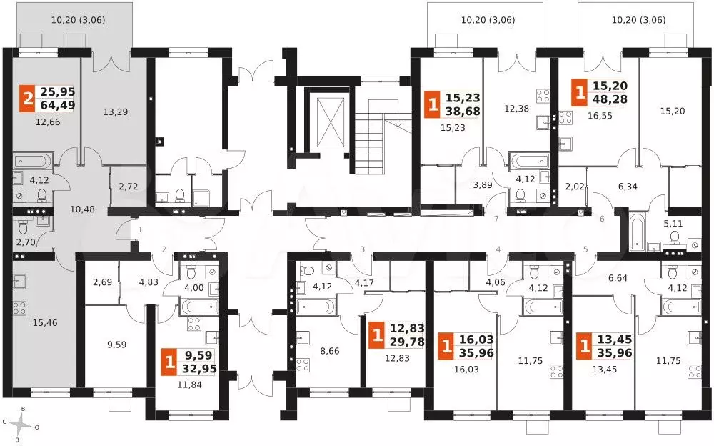 2-к. квартира, 64,5 м, 1/3 эт. - Фото 1