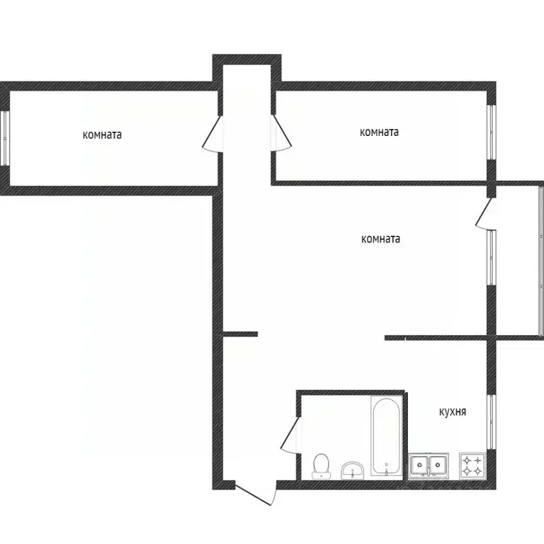 3-к кв. Белгородская область, Белгород просп. Славы, 21а (62.0 м) - Фото 2