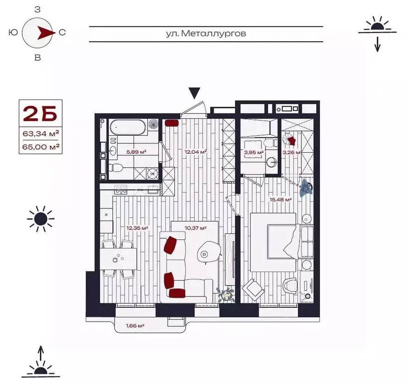 2-к кв. Иркутская область, Братск ул. Металлургов, 10 (65.0 м) - Фото 0