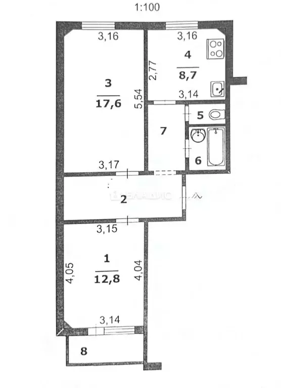 2-к кв. Белгородская область, Белгород ул. Челюскинцев, 58бк3 (54.4 м) - Фото 2