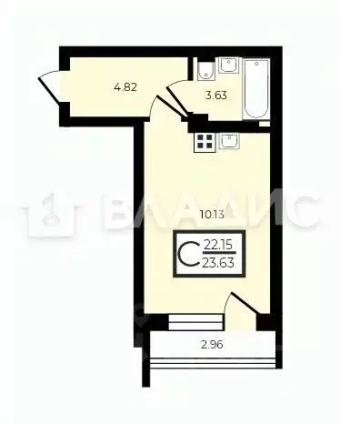 Студия Воронежская область, Воронеж ул. Независимости, 78к1 (23.7 м) - Фото 2