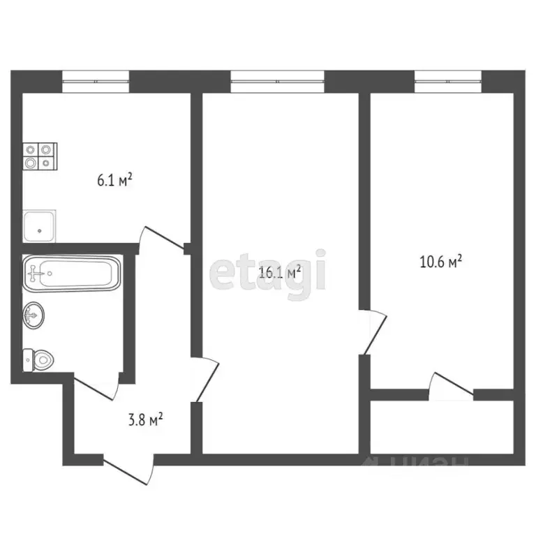 2-к кв. Крым, Симферополь ул. Гоголя (41.7 м) - Фото 0