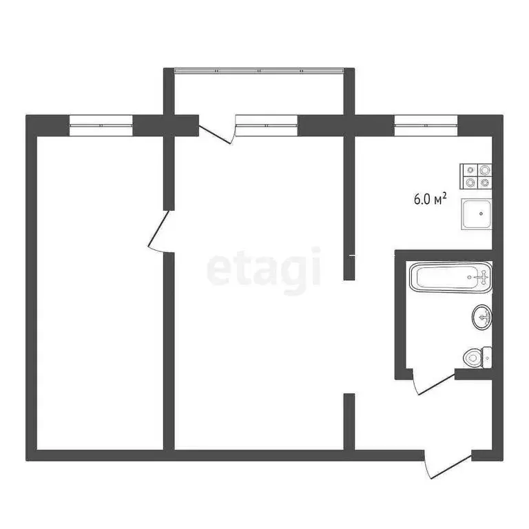 2-комнатная квартира: Кострома, Калиновская улица, 39А (42.7 м) - Фото 1