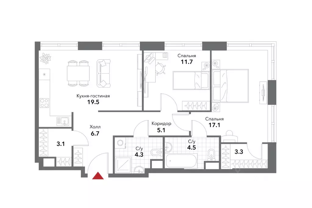 2-к кв. Москва Летниковская ул., 6к2 (75.3 м) - Фото 1