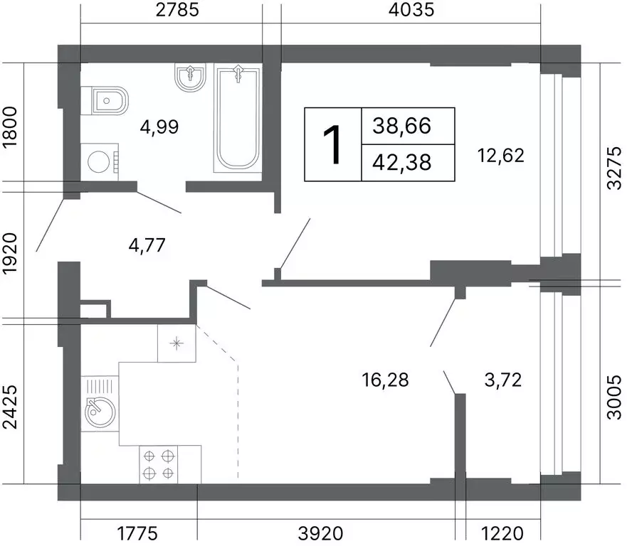 1-комнатная квартира: Екатеринбург, улица Мира, 47/7 (42.1 м) - Фото 2