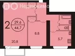 2-комнатная квартира: Москва, Каспийская улица, 10 (46 м) - Фото 1