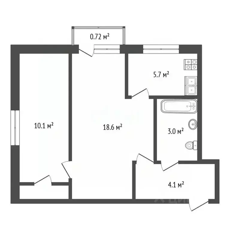 2-к кв. Севастополь ул. Академика Крылова, 7 (44.0 м) - Фото 1