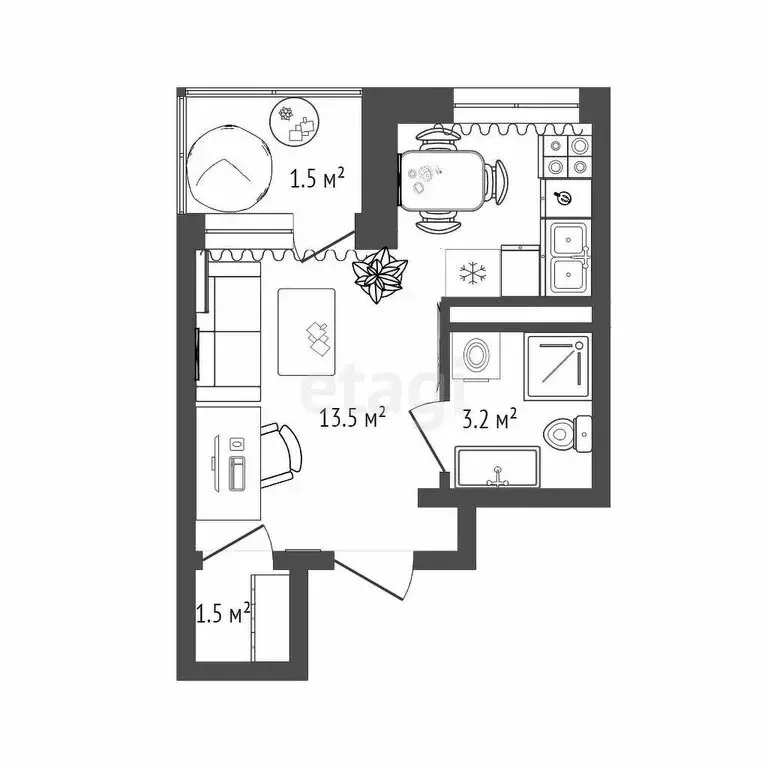 Квартира-студия: Тюмень, Дамбовская улица, 25к1 (24.5 м) - Фото 1