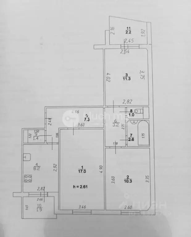 3-к кв. Татарстан, Казань ул. Хайдара Бигичева, 4 (62.3 м) - Фото 1