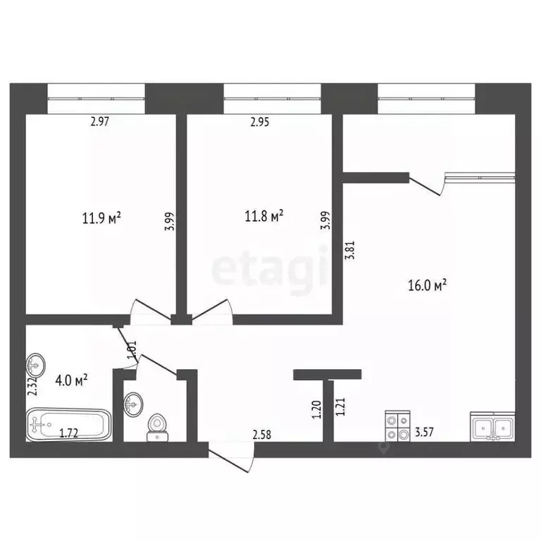 2-к кв. Тюменская область, Тюменский муниципальный округ, д. Дударева ... - Фото 1