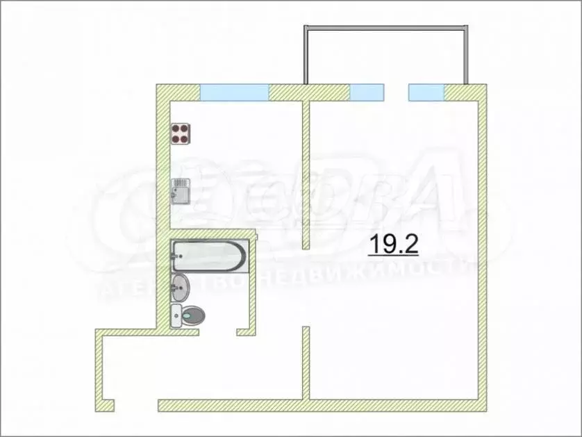 1-к. квартира, 30 м, 1/5 эт. - Фото 0