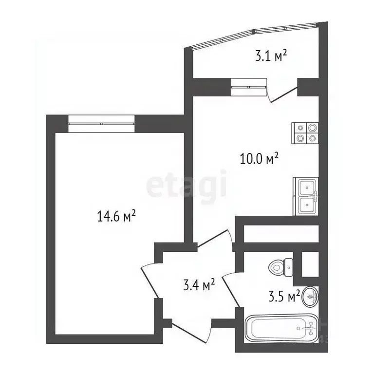 1-к кв. Московская область, Лобня ул. Колычева, 6 (32.4 м) - Фото 1