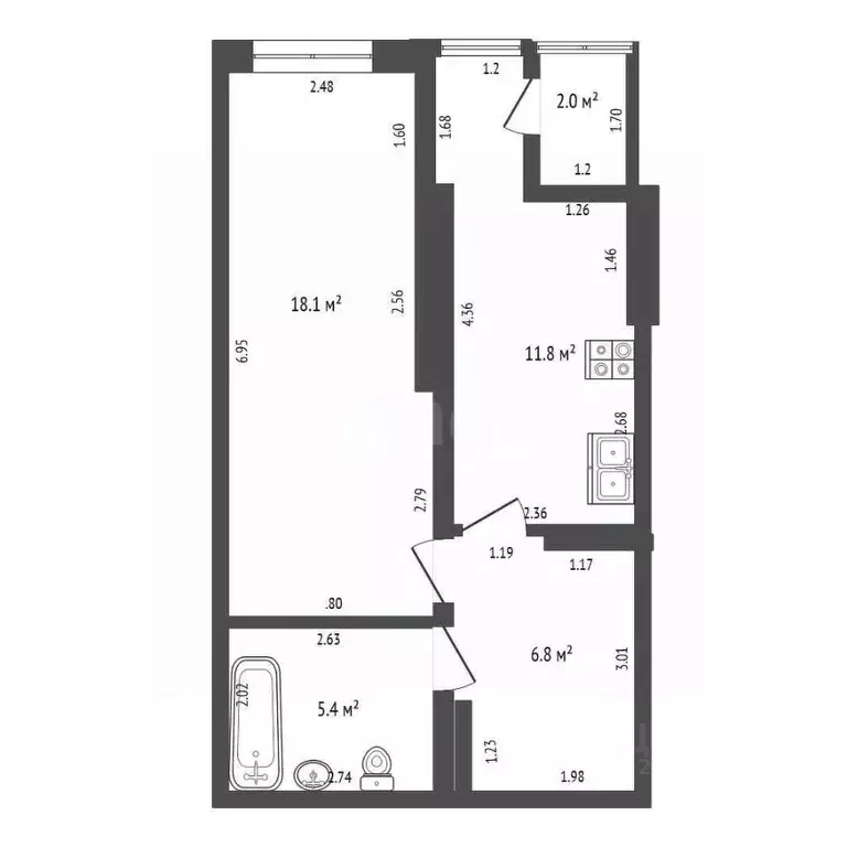 1-к кв. Севастополь просп. Античный, 26к3 (44.1 м) - Фото 2