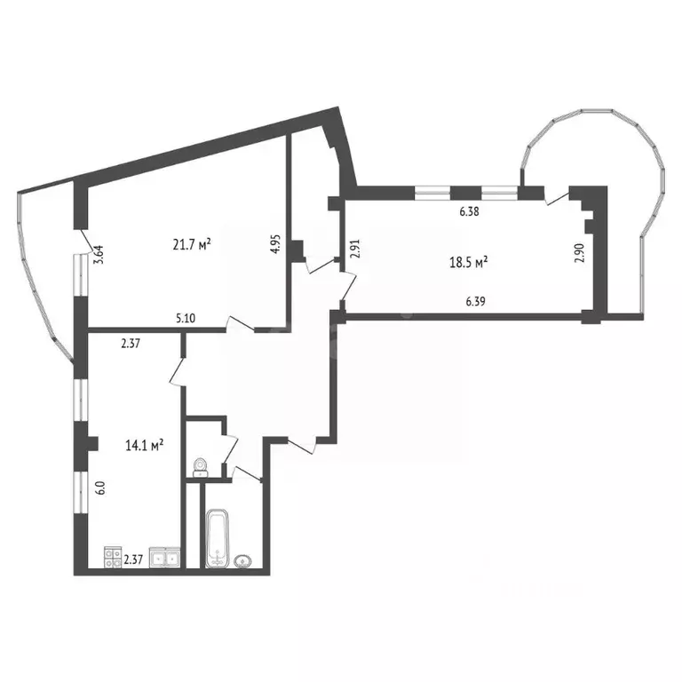 2-к кв. Белгородская область, Белгород ул. Есенина, 8 (75.6 м) - Фото 2
