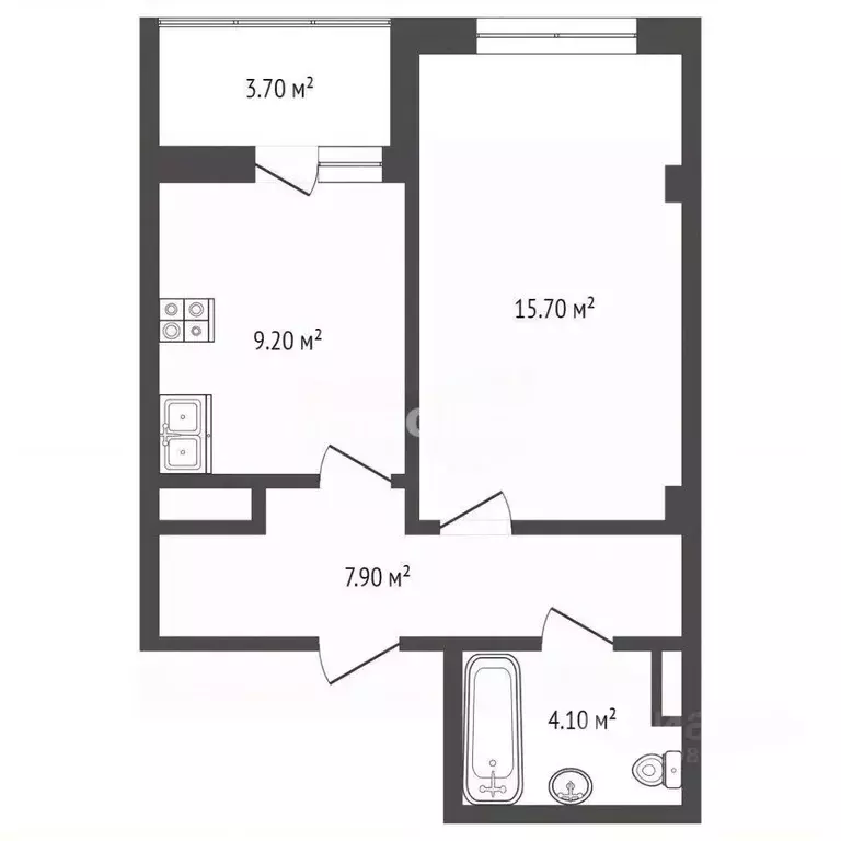 1-к кв. Севастополь ул. Токарева, 18Г (34.5 м) - Фото 2
