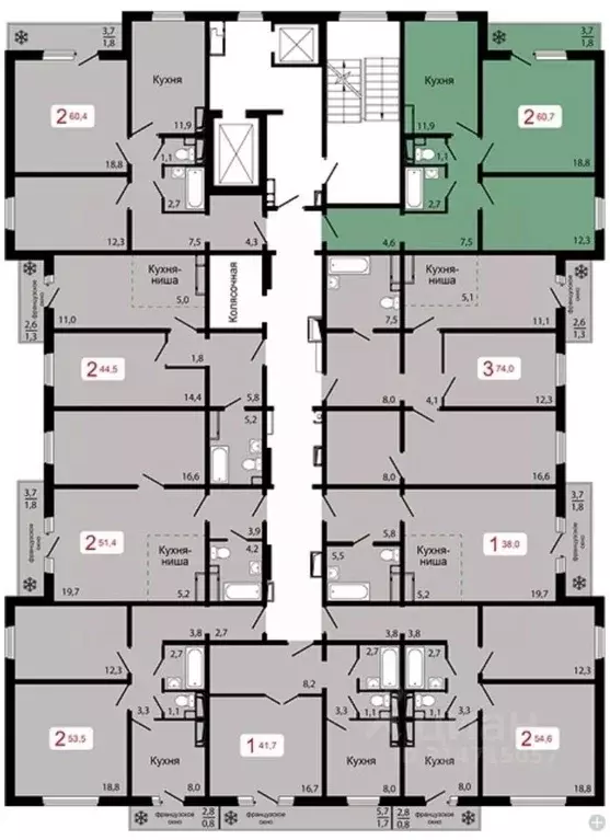 2-к кв. Красноярский край, Красноярск ул. Калинина (60.7 м) - Фото 1