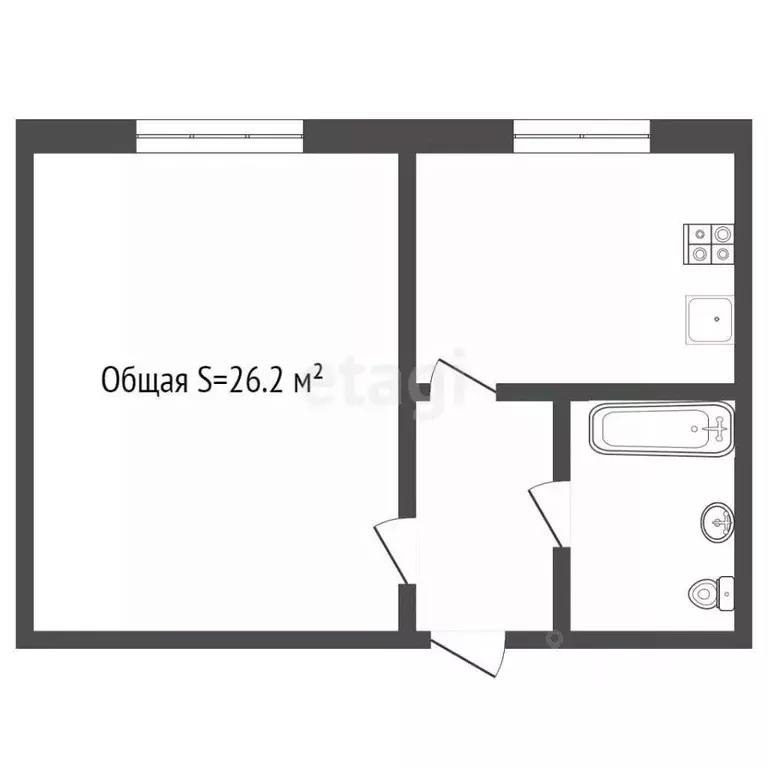 1-к кв. Брянская область, Брянск Уральская ул., 100а (26.2 м) - Фото 2