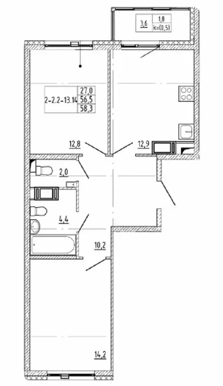 2-комнатная квартира: Шушары, Чудовская улица, 14к1 (56.5 м) - Фото 0