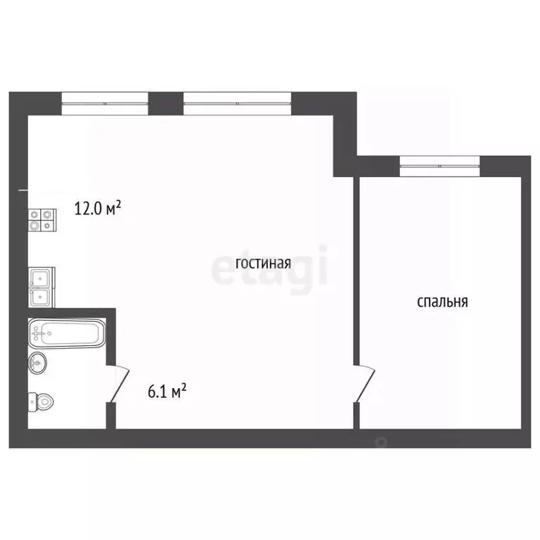 2-к кв. Кемеровская область, Кемеровский муниципальный округ, д. ... - Фото 2