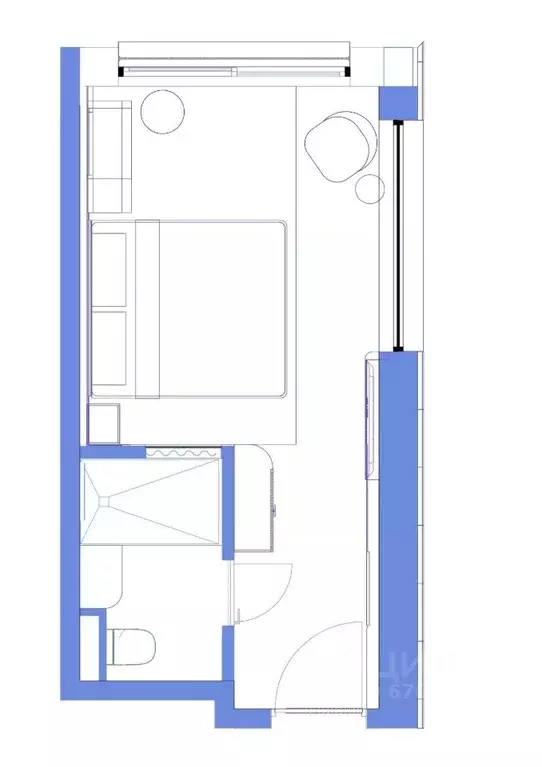 Студия Ставропольский край, Пятигорск ул. Леваневского, 3Д (21.4 м) - Фото 1