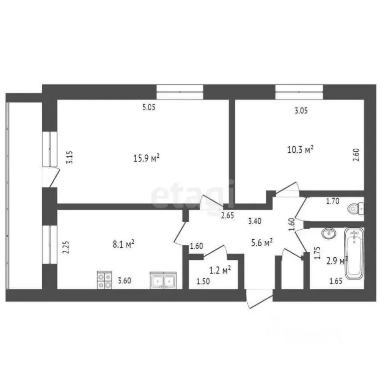 2-к кв. Тюменская область, Ишим ул. Красина (45.9 м) - Фото 1