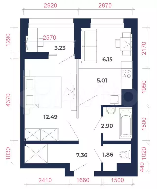 2-к. квартира, 39 м, 8/9 эт. - Фото 1