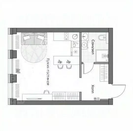 Квартира-студия: Москва, Новоостаповская улица, 16к1 (29 м) - Фото 1