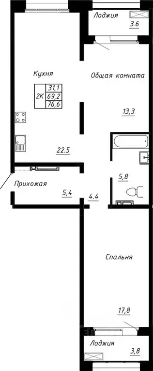 2-к кв. Ленинградская область, Тельмана Тосненский район, Сибирь жилой ... - Фото 1