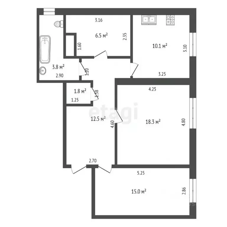 3-к кв. Забайкальский край, Чита пос. Восточный, Юбилейная ул., 8 ... - Фото 2