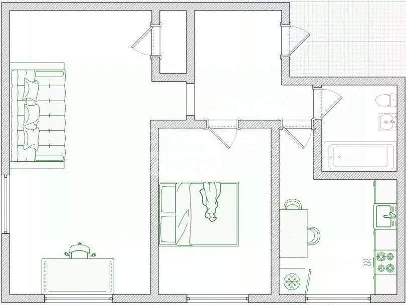 2-к кв. Омская область, Омск ул. Химиков, 4Б (41.0 м) - Фото 1