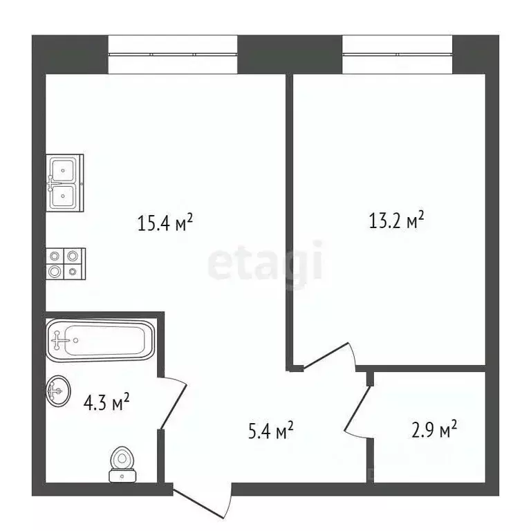 1-к кв. Тюменская область, Тюмень ул. Республики, 204к12 (41.2 м) - Фото 1