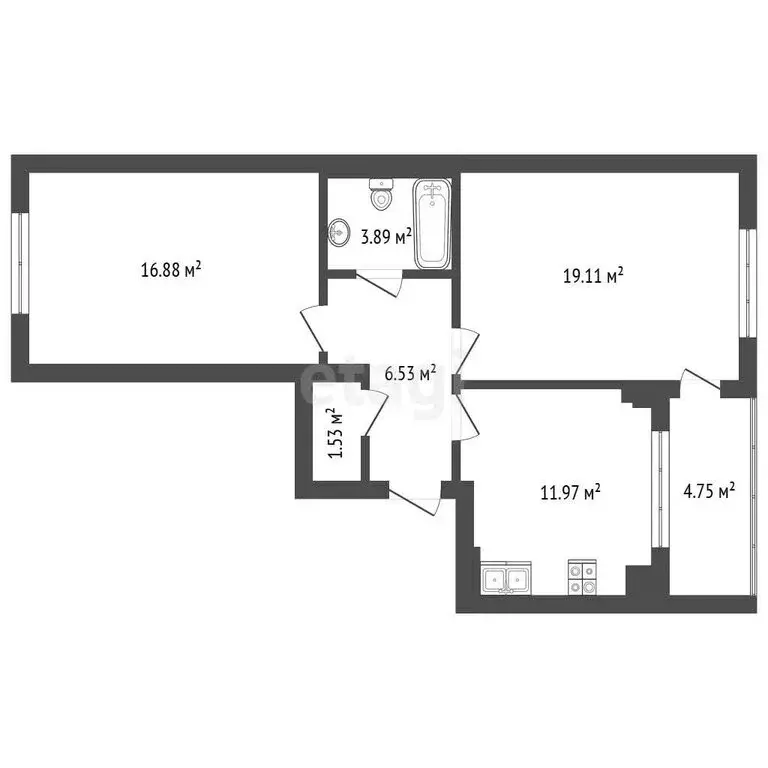 2-комнатная квартира: Светлогорск, Майский проезд, 3 (60.1 м) - Фото 1