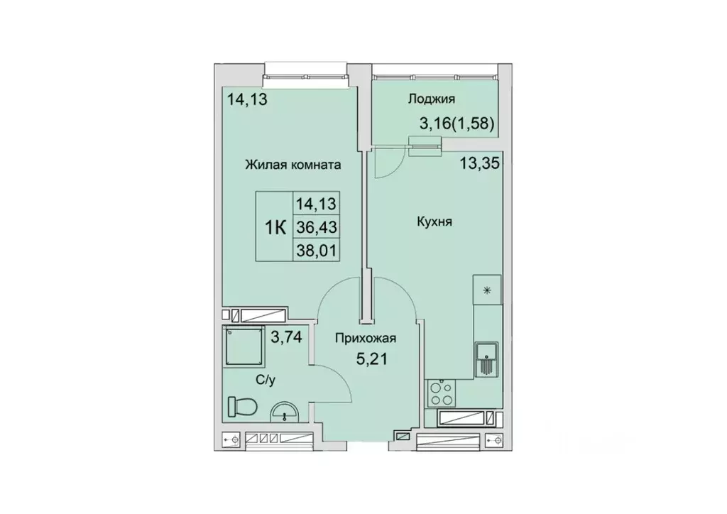 1-к кв. Ростовская область, Батайск  (38.01 м) - Фото 0