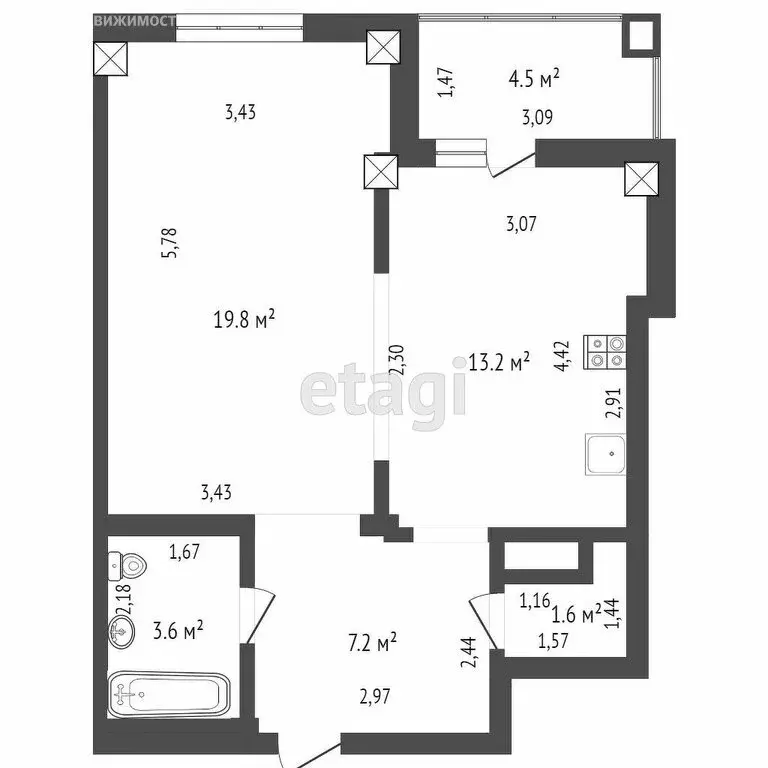 1-комнатная квартира: Оренбург, Просторная улица, 23/3 (46.7 м) - Фото 1