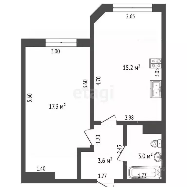 1-к кв. Краснодарский край, Анапа Анапское ш., 30к2 (40.0 м) - Фото 2