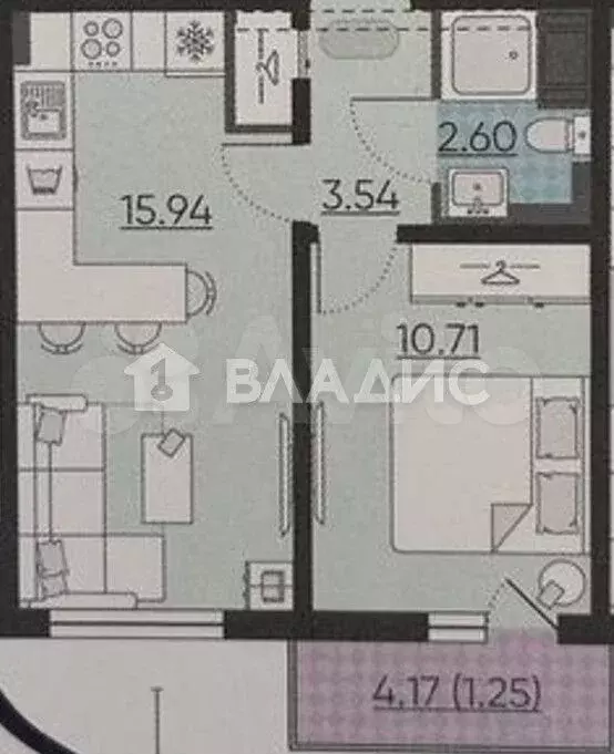 1-к. квартира, 35 м, 4/13 эт. - Фото 0